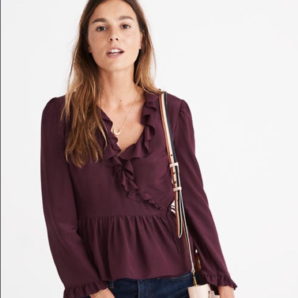 ❌SOLD❌dewell silk top purple burgundy XXS blouse